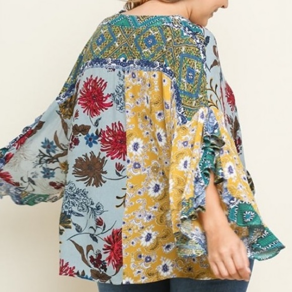 Women's Top Hobo Multi-Floral V-Neck Rayon - Picture 4 of 4